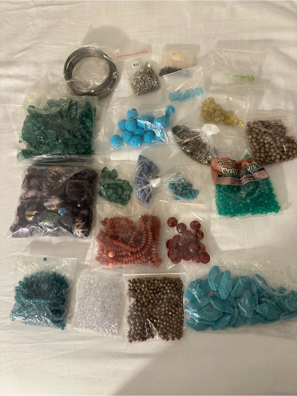 Mixed Bead and Jewelry Supply Lot — Teal, Turquoise, Green, Red, Brown - Picture 1 of 2